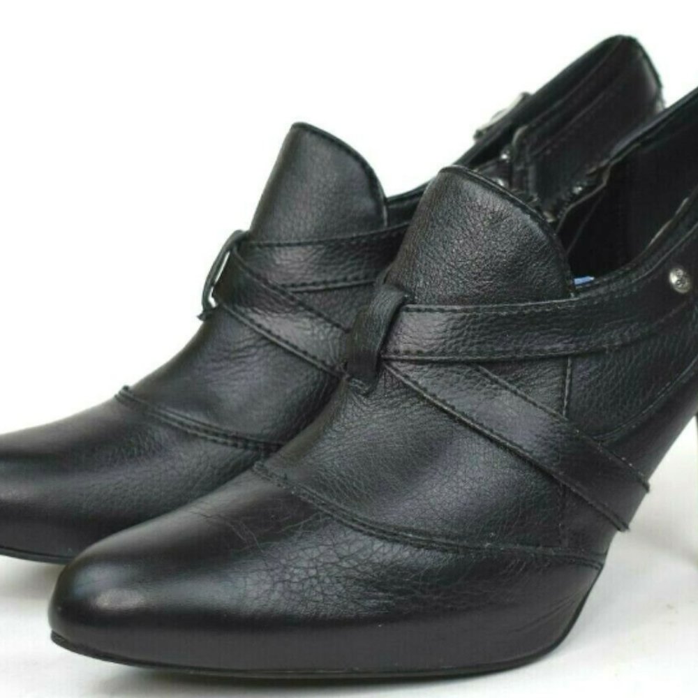 Vera Wang IBIS Black 4" Heels Leather Bootie 9 1/2 M - Picture 4 of 13